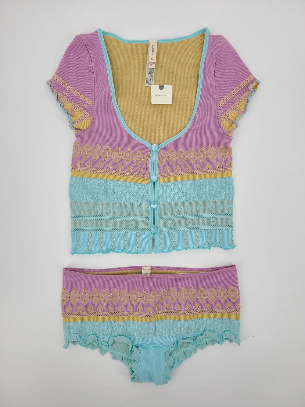 Anthropologie's LyreBird Knit Cropped Pajama Set Size Small